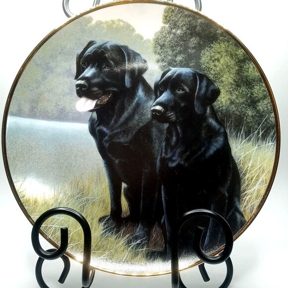 Franklin Mint Sporting Companions Plate By Nigel Hemming Black Labrador Retriers - Picture 1 of 8
